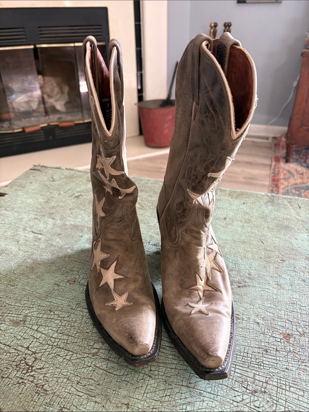Vintage Colt Ford Star Inlay Western Cowboy Boots Leather Size 8 - Picture 3 of 7